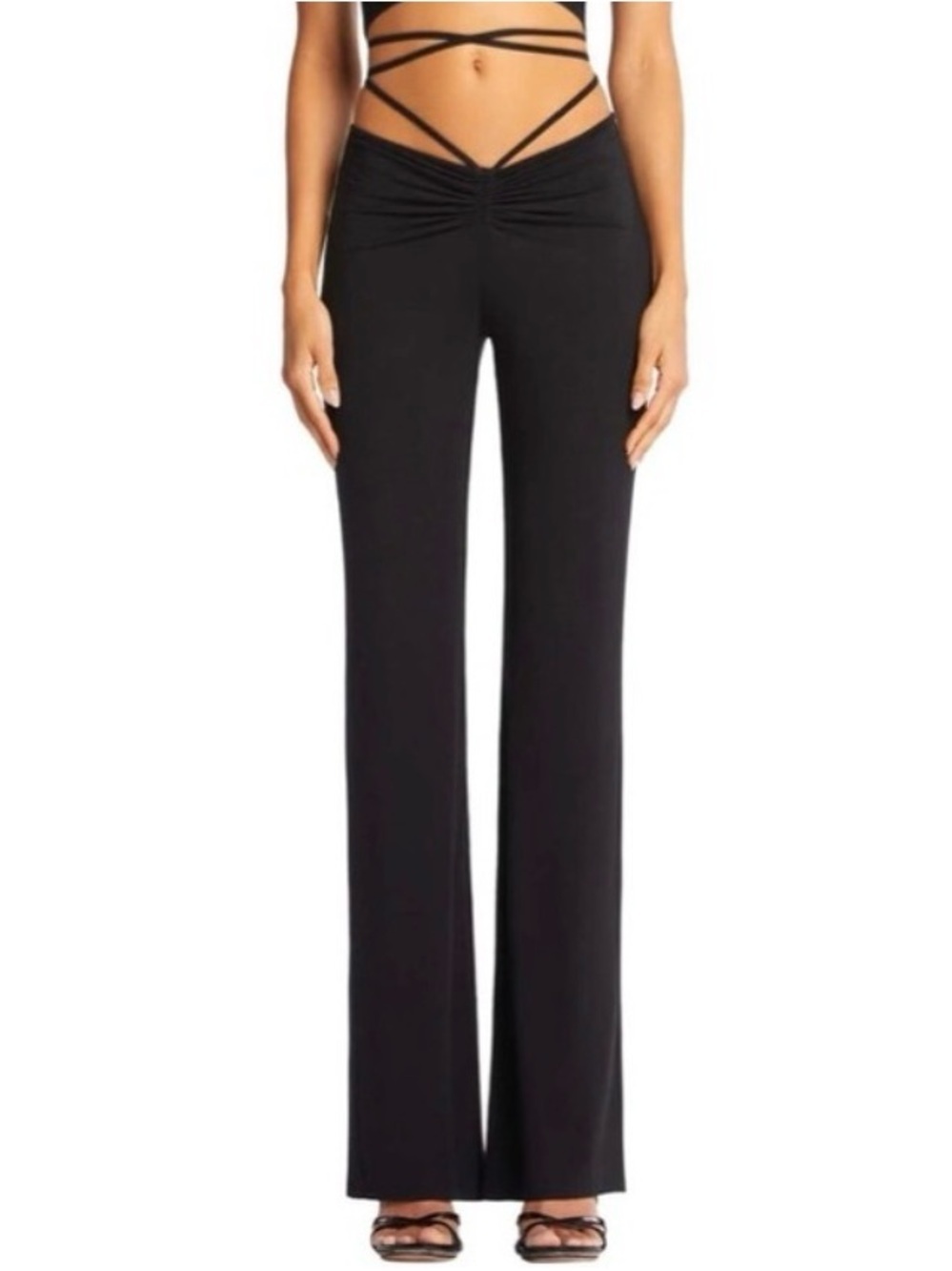 I.AM.GIA Black Halo Wide Leg Pants with Ruched Front Size Small